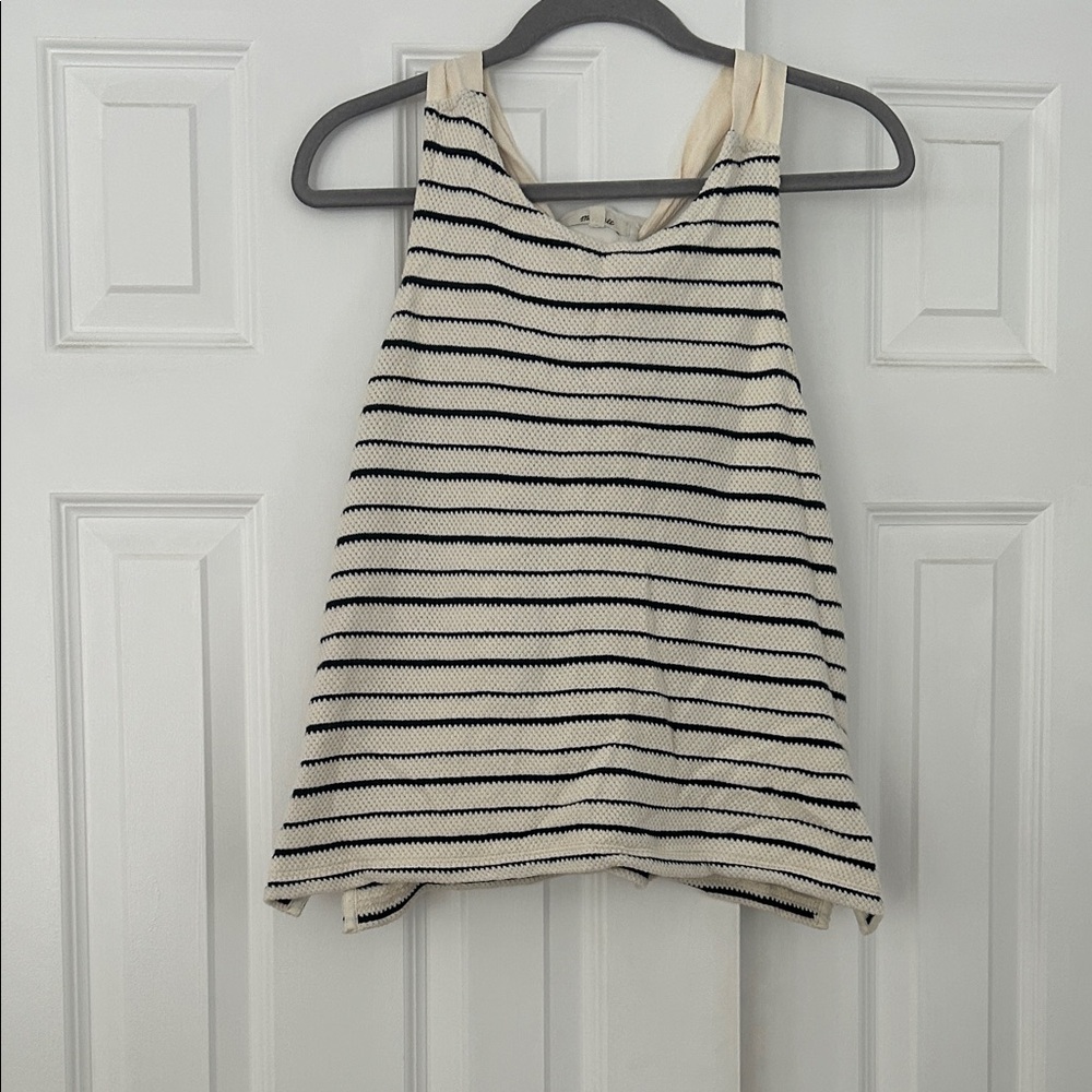 Madewell Black and Cream Striped Tank Top